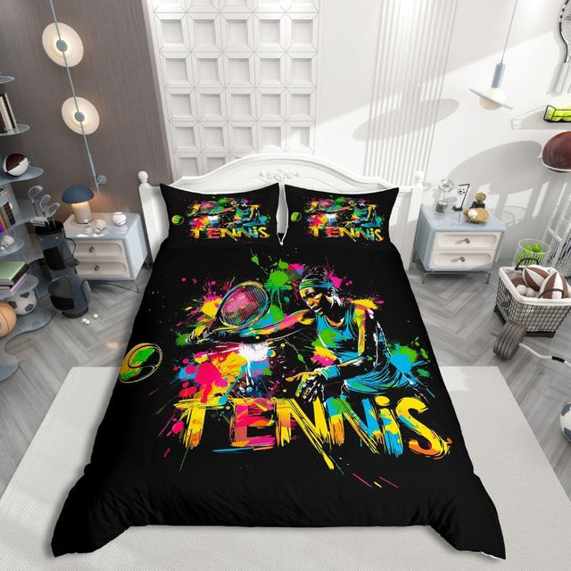 Homewish Kinder Handball Bettwäsche Set für Jugendliche in Multicolor, Aquarell Spritzfarbe, Queen Size, B/H: 210 x 210 cm, 3-teilig - Bild 1