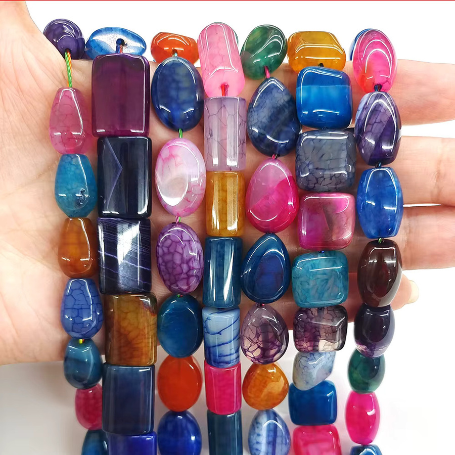 Edelsteinperlen Achat, bunter Naturstein, Unisex - Bild 4
