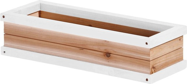 AXI Blumenkasten aus Zedernholz in Braun und Weiß, B/T/H: 54 x 19 x 11,5 cm - Bild 1