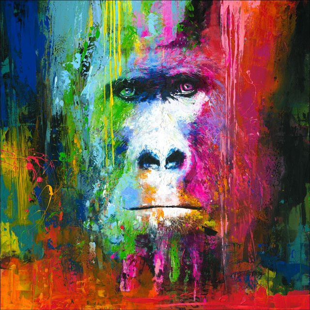 Pro-Art Wandbild Colourful Gorilla als modernes abstraktes Leinwandbild in Multicolour - Bild 1