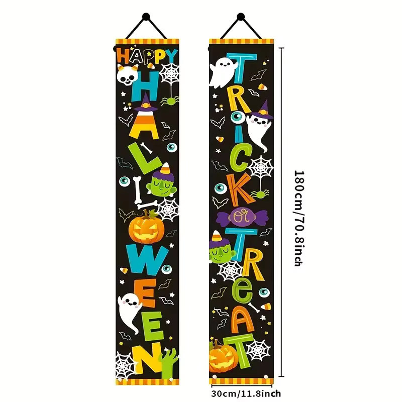 VIKAMA Halloween Clown Banner als Horror Killer Türdekoration und Party Kulisse, Mehrfarbig, B/H: 180 x 30 cm - Bild 3