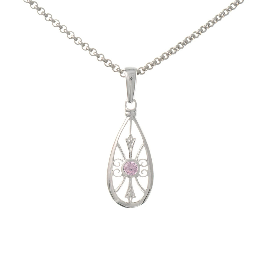 Anhänger mit Kette 925 Silber, Zirkonia, rosa, Dirndl Funkeln - Bild 1