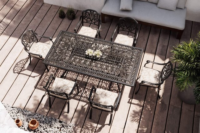 Hartman Amalfi Garten-Essgruppe aus Aluminium-Guss in Bronze mit 6 Diningsesseln, B/T/H: 214 x 112 x 93 cm - Bild 1