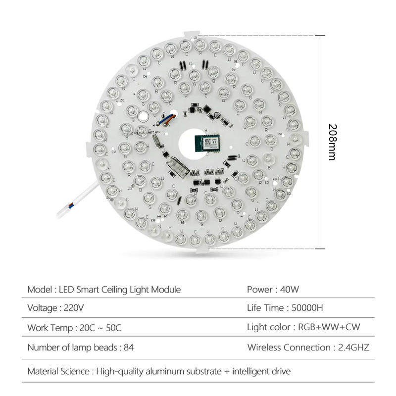 Asign RGBW LED-Deckenleuchtenmodul 40W mit Tuya Smart App Steuerung, Farbtemperatur 3000K-6500K, Weiß - Bild 2