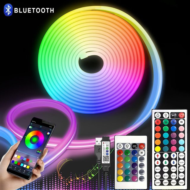 Mikenoon RGB Neon LED-Lichtband mit App-Steuerung und Fernbedienung, Multicolor, USB-Anschluss - Bild 1