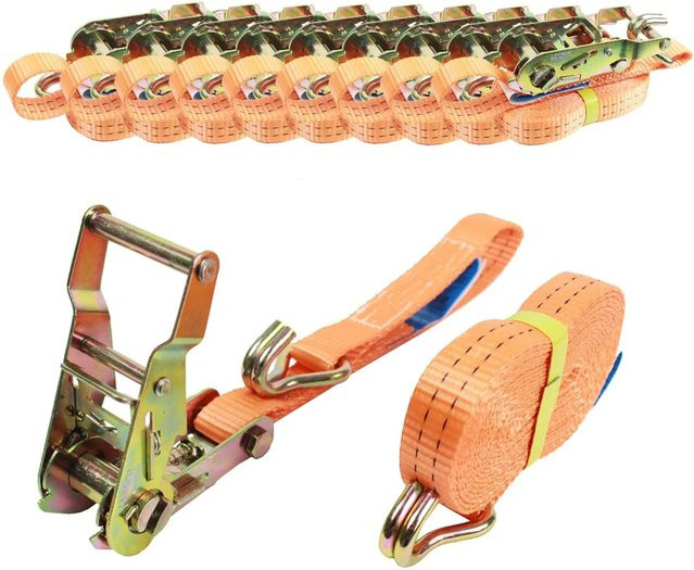 TRUTZHOLM 10er Set Profi Ratschen Spanngurte in Orange, 5m Länge, 1500kg Tragkraft, TÜV/GS zertifiziert - Bild 1