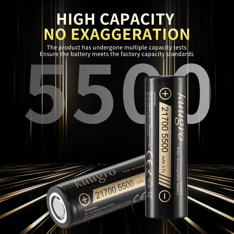 kuugro 21700 Hochleistungs-Akku 5500 mAh 3,7 V Schwarz - Bild 2