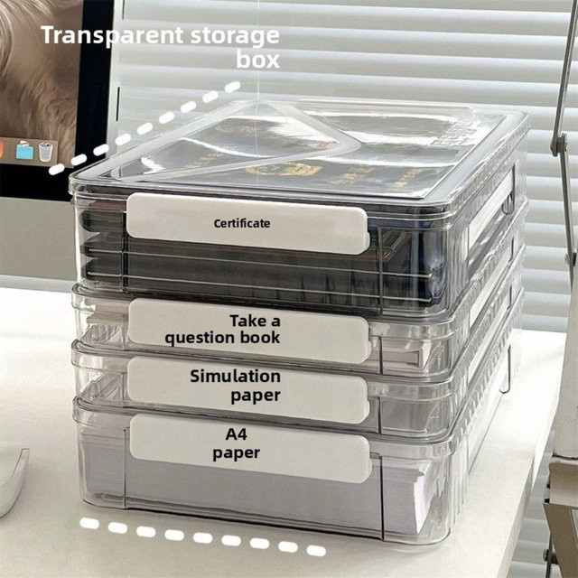 Transparenter A4 Akten- und Dokumentenorganizer aus Acryl als staubdichte Desktop-Aufbewahrungsbox - Bild 1
