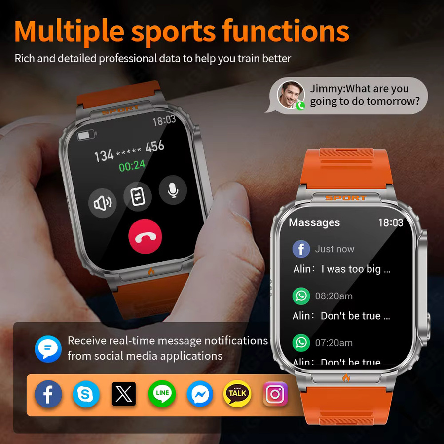 LIGE Smartwatch, Schwarz, Silikon, Herren - Bild 2