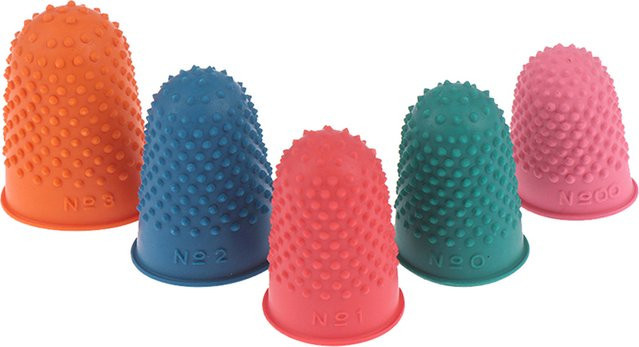 5 Stück Zählkonus-Fingerschutz aus Gummi für Nähen, Quilten und Basteln in Pink und Multicolour - Bild 1