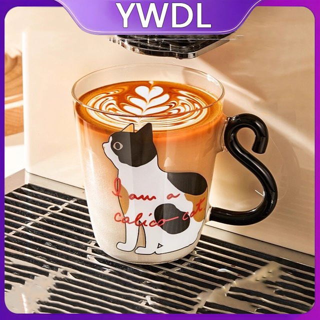 YWDL Tierförmige Glastasse mit Griff, transparente Kaffeetasse für Cappuccino und Latte, 250 ml - Bild 1