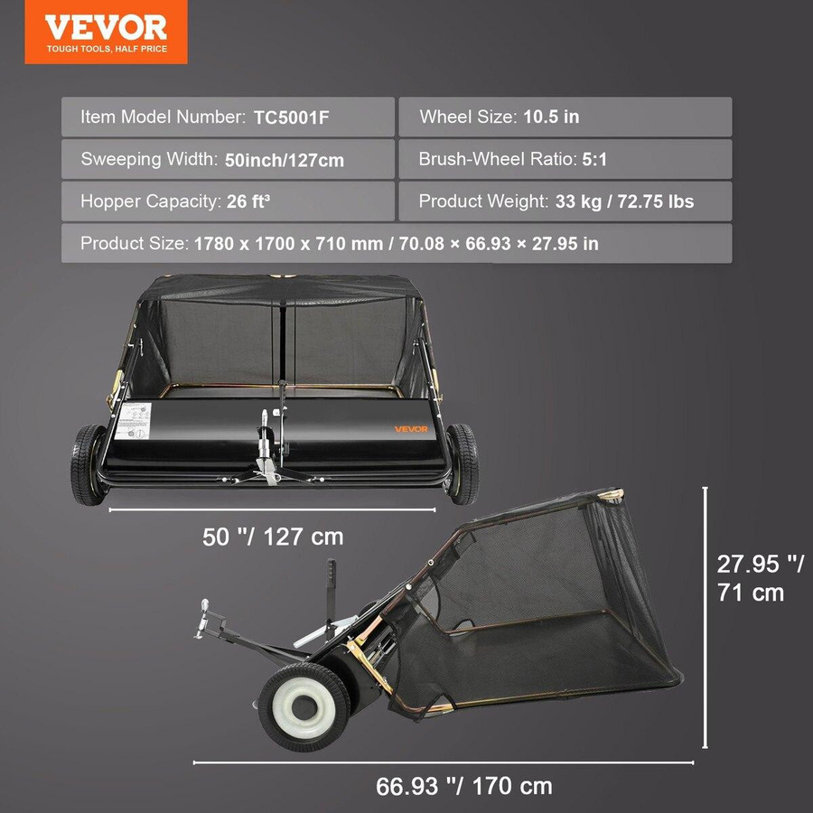 Buying Solutions MB Schlepp-Rasenkehrer mit Laubsammler und Grasfangsack in Schwarz - Bild 6