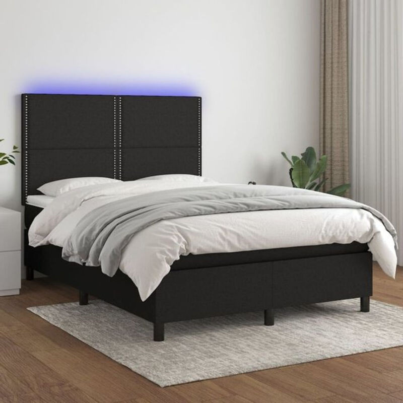 vidaxl Boxspringbett mit Matratze aus Stoff in Schwarz B/T/H: 140 x 190 x 128 cm - Bild 1