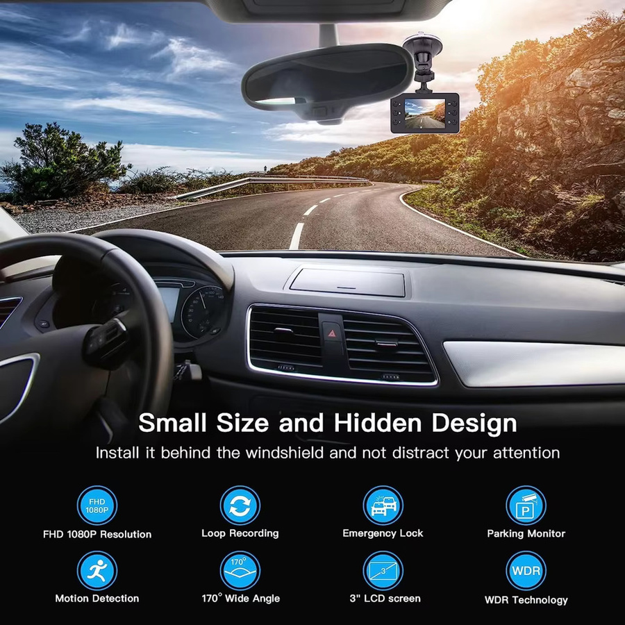 MIIQNUS Mini Dash Cam Full HD 1080p mit Nachtsicht, Parkplatz-Monitor und Motion Detektor, Schwarz - Bild 3