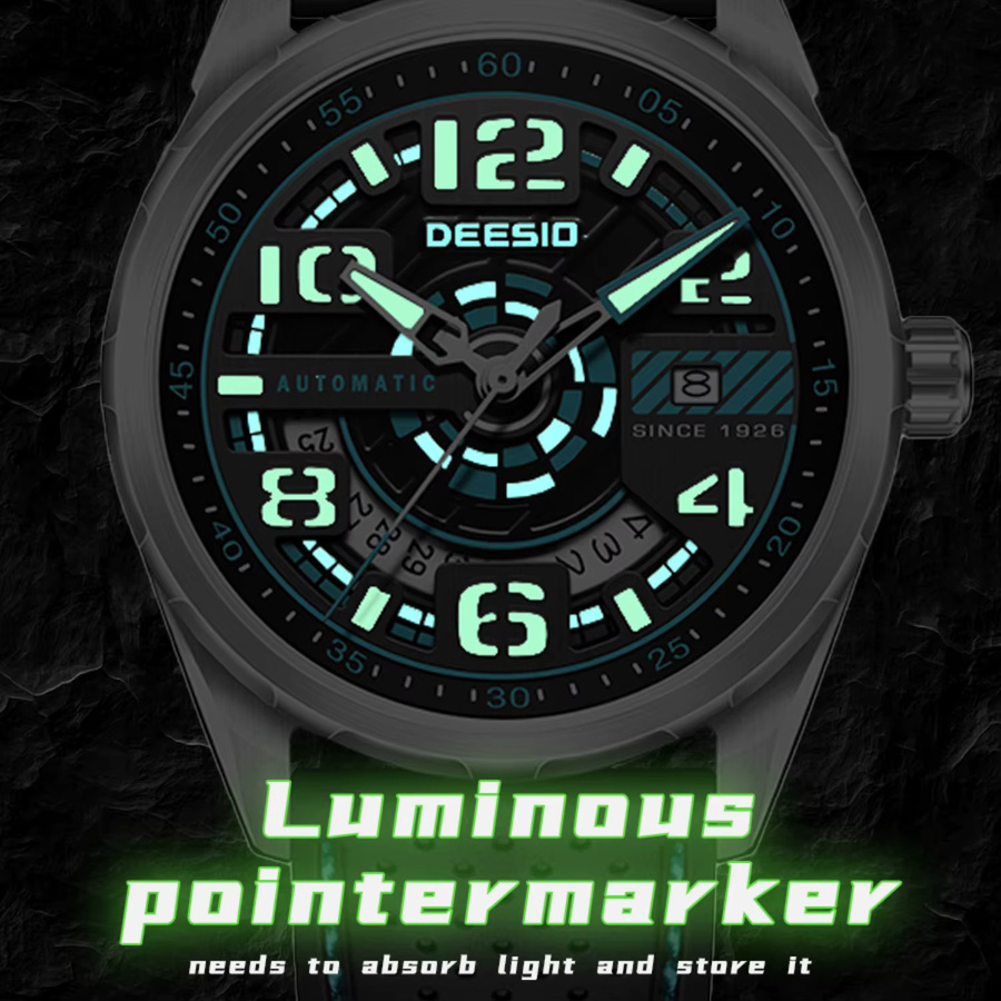 Deesio Armbanduhr Automatik, Edelstahl, Silber, Silikon, Herren - Bild 5