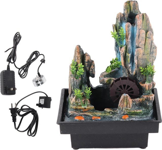 Aimo Desktop Wasserfall Brunnen aus Harz mit Zerstäuber für Indoor Dekoration, Mehrfarbig - Bild 1