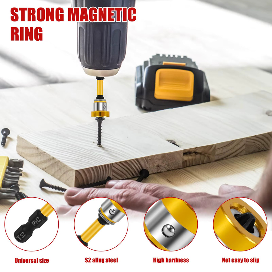 Rafford Magnetisches Trockenbau-Schraubendreher-Bit-Set mit 1/4 Zoll Sechskantschaft und Kreuzschlitzkopf aus rostbeständigem Metall für Hand- und Bohrmaschinen - Bild 3