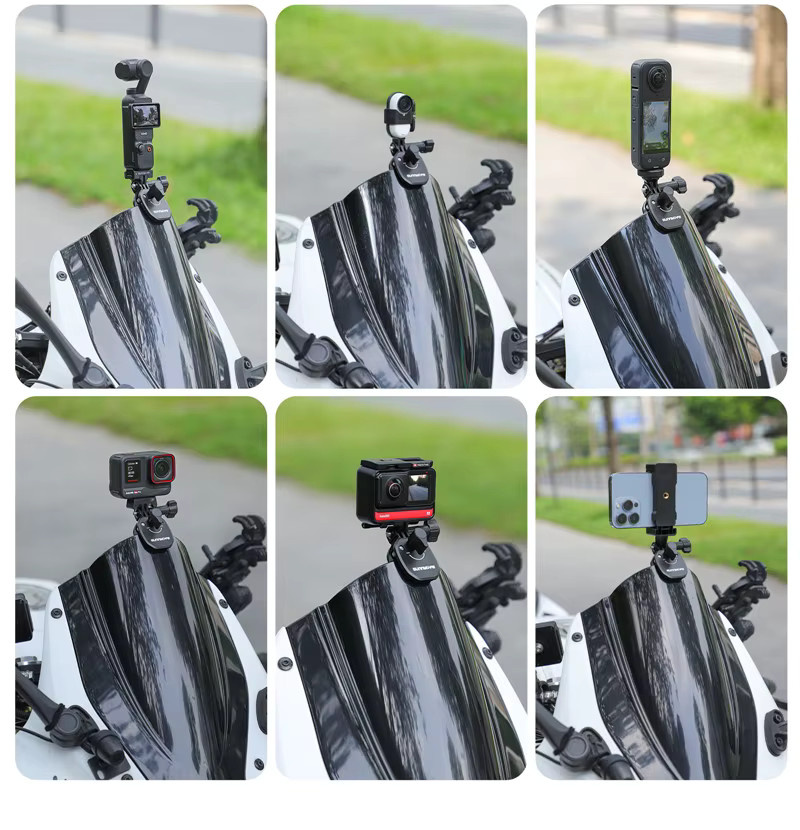 SZKOSTON Motorrad-Windschutzscheiben-Clip-Halterung für Action Cameras in Schwarz, kompatibel mit GoPro 13 12 11 10 9 8 7, DJI OSMO Action 4 5 Pro, Insta 360 X5 X4 Go 3S und ACE Pro 2 - Bild 6