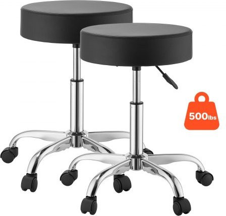 VEVOR Rollhocker 2er-Set in Schwarz mit höhenverstellbarem PU-Leder Sitz und Rollen für Salon und Klinik - Bild 1