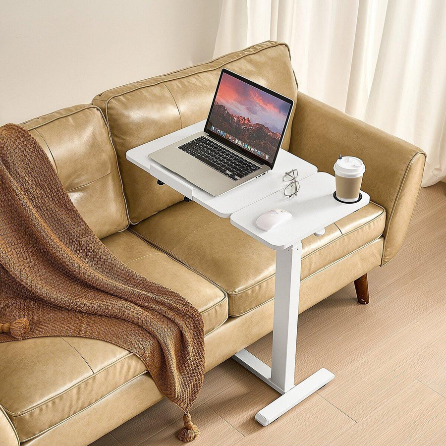 Buying Solutions MB Überbett-Tisch als Klapp-Schreibtisch mit höhenverstellbarer Neigefläche und Rollen in Weiß - Bild 2