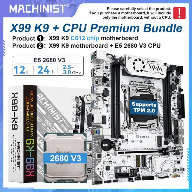 MACHINIST X99 Motherboard LGA2011-3 mit optionalem Xeon E5 2680 V3 Kit, unterstützt DDR4 und Dual M.2 NVMe, Micro-ATX - Bild 1