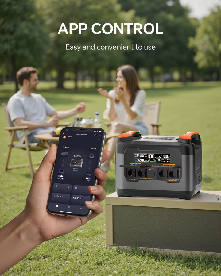 NECESPOW S2400 Tragbare Powerstation mit 2400W Ausgangsleistung, 2048Wh Kapazität, LiFePO4-Batterie, USV-Backup und App-Steuerung - Bild 3