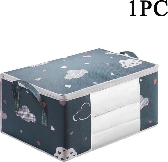 Yiran Bag Staubdichte Aufbewahrungstasche für Kleidung und Steppdecken in Grau und Blau, Tragbare Gepäcktasche mit Griffen - Bild 1