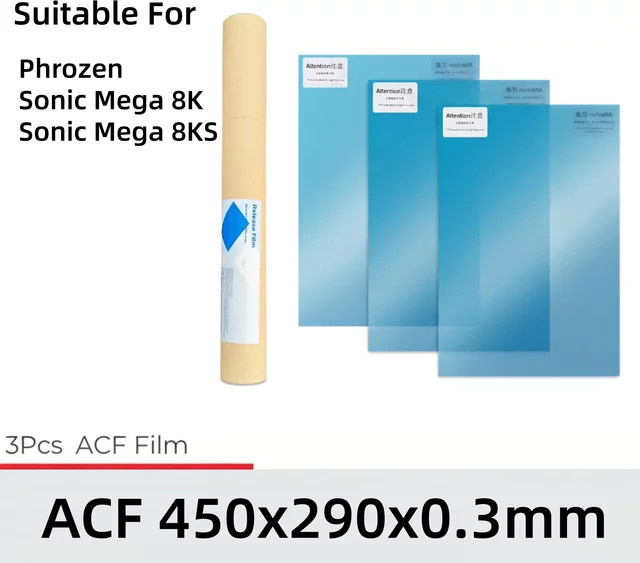 3 Stück VOLFAN ACF-Ablösefolie transparent, B: 29,0 cm x H: 45,0 cm, kompatibel mit Phrozen Sonic Mega 8K 8KS V2, ANYCUBIC M7 Max und Creality Halot Max Resin 3D-Drucker - Bild 1