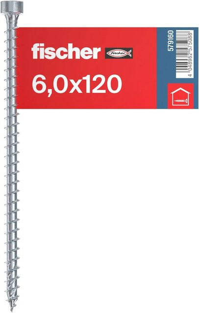 Fischer Holzbauschraube Zylinderkopf TX Vollgewinde, Farbe: Silber, Durchmesser: 6 mm, Länge: 120 mm - Bild 1