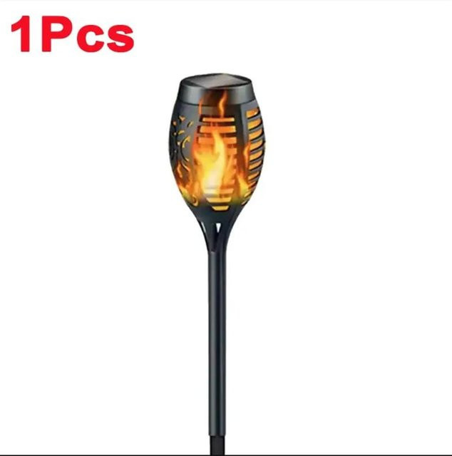 Lanzhong Solar-Fackel mit 12 LED, flackerndes Licht, wasserdichte Gartenbeleuchtung in Schwarz - Bild 1