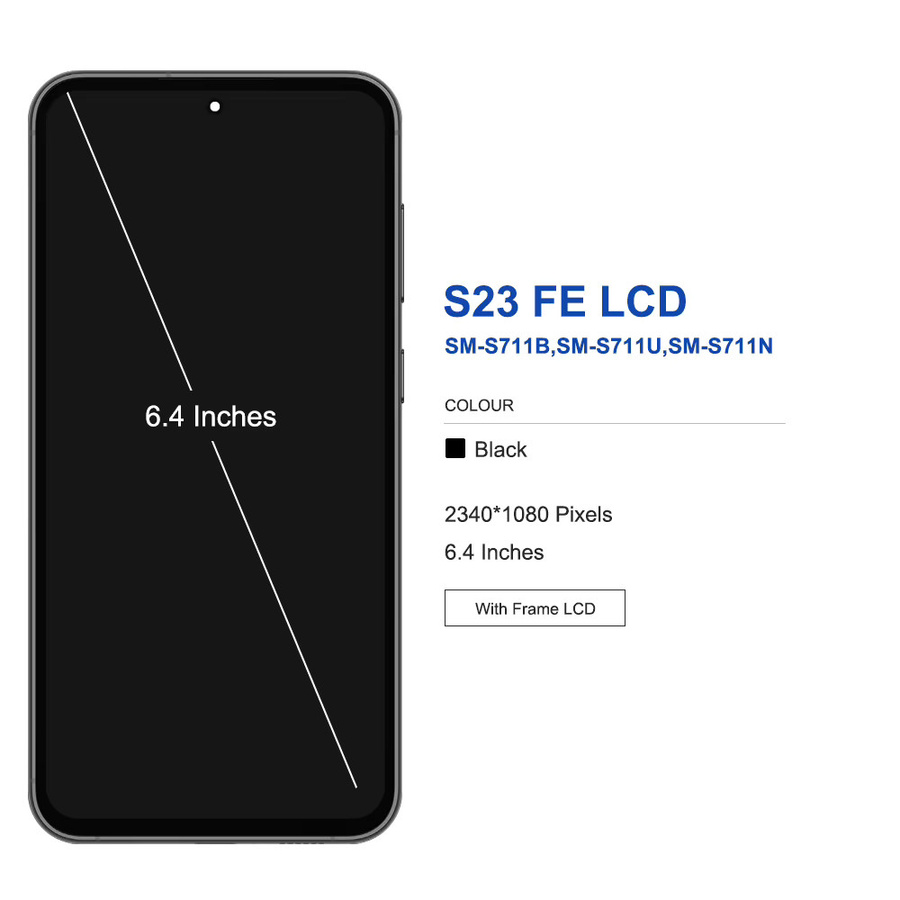 Samsung S23 FE Display mit Rahmen, 6,4 Zoll AMOLED LCD Touch Screen in Schwarz - Bild 3