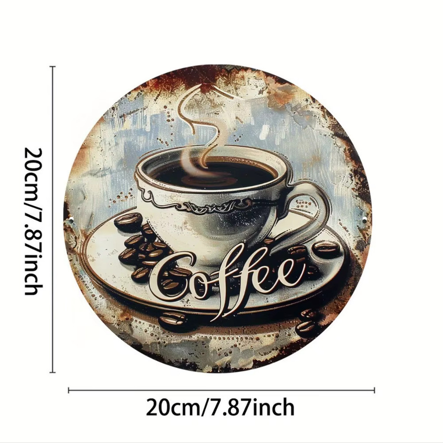 CIFBUY Vintage Coffee Time Retro-Metallschild aus Aluminium, quadratische Wandkunst in Multicolour, Breite: 20,32 cm, Höhe: 20,32 cm, Tiefe: 0,1 cm - Bild 2