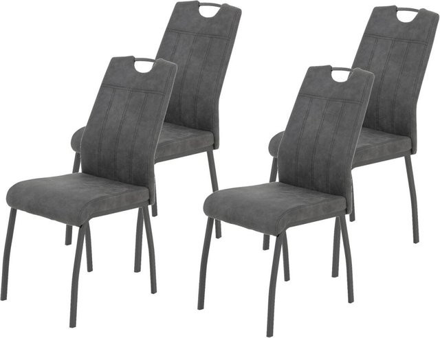 4er Set Stühle Hela ELIF III in Anthrazit und Grau im Vintage-Design aus Microfaser und Metall, B/H/T: 44 x 96 x 64 cm - Bild 1