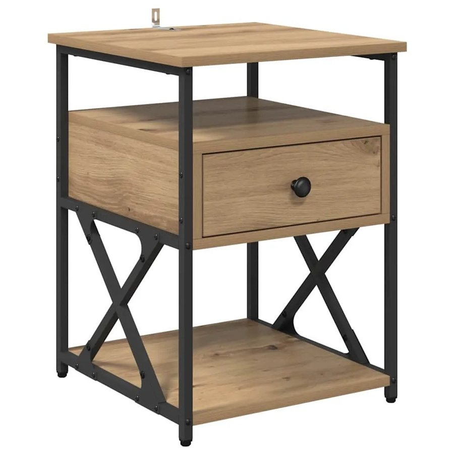 vidaXL Nachttisch Artisan-Eiche in Braun und Schwarz, Modernes Design aus Holzwerkstoff, B/T/H: 40 x 42 x 55 cm - Bild 2