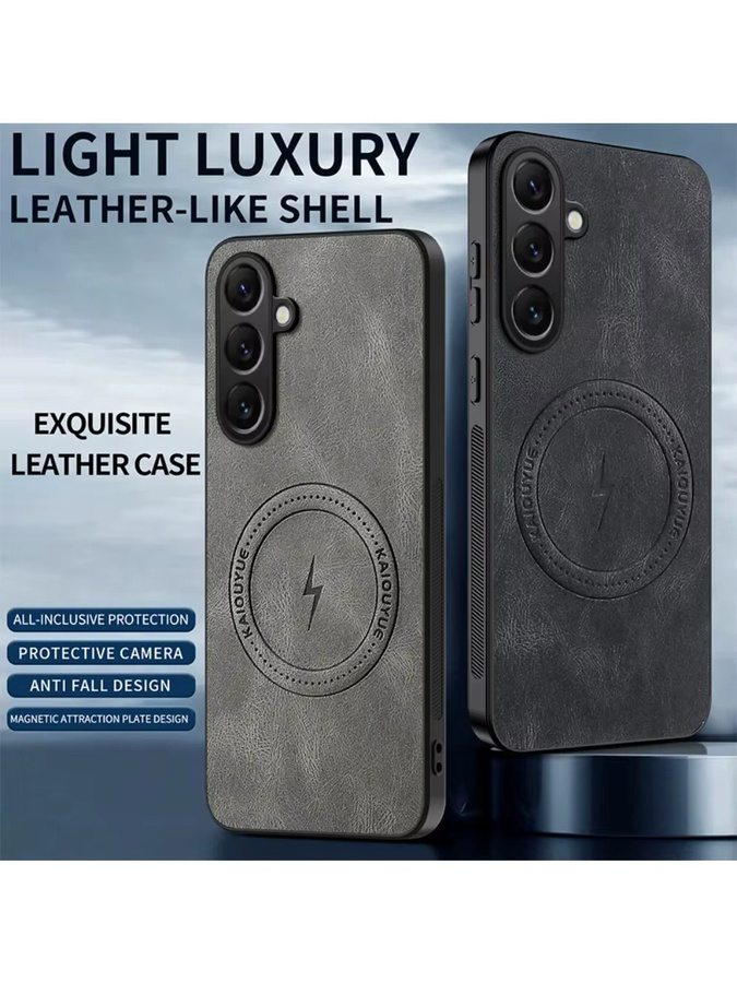 Magnetische Leder-Schutzhülle für Samsung Galaxy S26 Ultra S25 Edge S24 FE S23 S22 S21 Plus in Blau mit kabelloser Ladefunktion und MagSafe-Kompatibilität - Bild 5