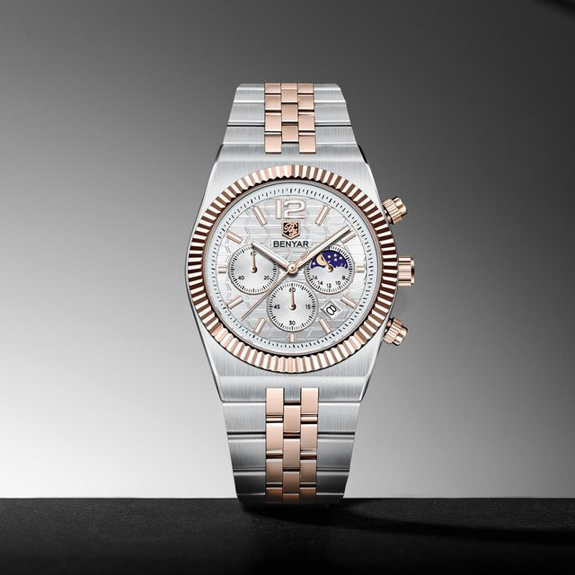 BENYAR Chronograph, Quarz, Edelstahl, Schwarz, Herren - Bild 1