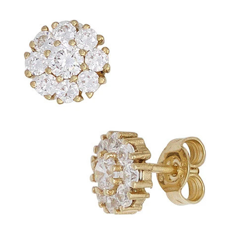 Colfem Ohrstecker Blume, 375 Gelbgold, 18 Zirkonia, Unisex - Bild 1