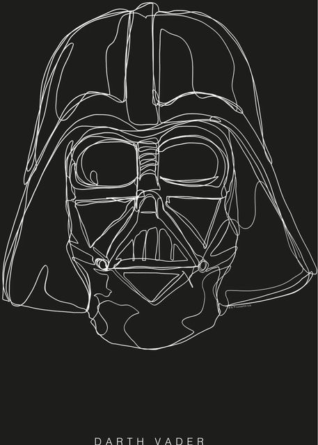 Komar Wandbild Star Wars Vader in Schwarz und Weiß, B: 50 cm, H: 70 cm - Bild 1