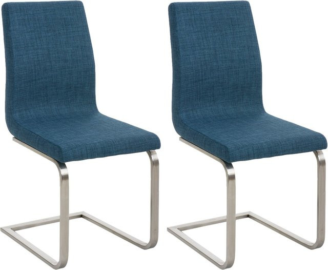 CLP Esszimmerstühle Belfort 2er Set, moderne Freischwinger mit Polsterung und hoher Rückenlehne aus Stoff und Edelstahl - Bild 1