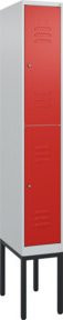 C+P Doppelstock-Spind Classic PLUS mit 1 Abteil und Zylinderschloss in Verkehrsrot, H x B x T: 212 x 30 x 50 cm - Bild 1