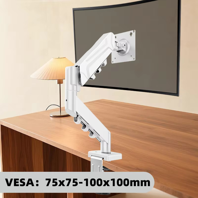 BEISHI Universal-Monitorständer in Weiß, ergonomische Monitorarm-Schreibtischhalterung für 13–32 Zoll Bildschirme mit Klemmvorrichtung - Bild 4