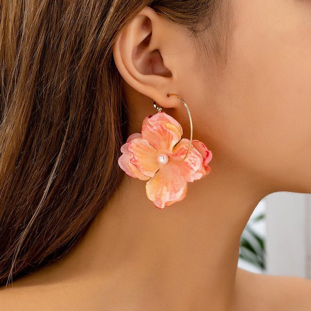 Highlight Jewelry Ohrringe, Blumen, rosa, Messing, Damen - Bild 1