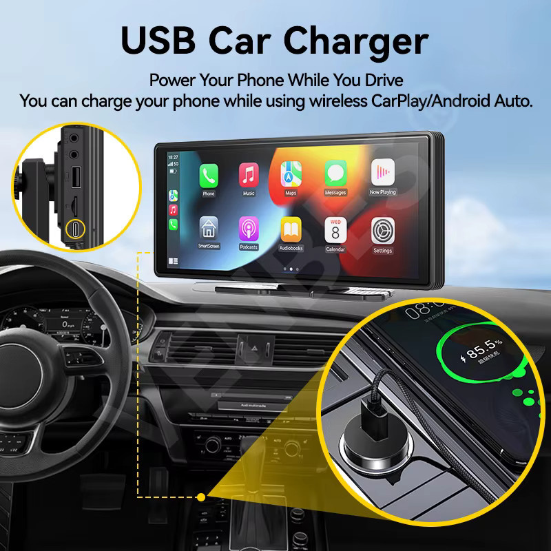 VENBES Universal Autoradio mit 10,26 Zoll IPS HD Touchscreen, Android Auto und Apple CarPlay, Schwarz, mit USB und WLAN sowie Mirrorlink-Unterstützung - Bild 4