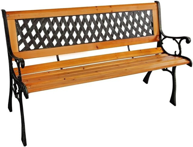 Lex Gartenbank aus Tannenholz und Metall in Braun, B/T/H: 125 x 74 x 52 cm - Bild 1