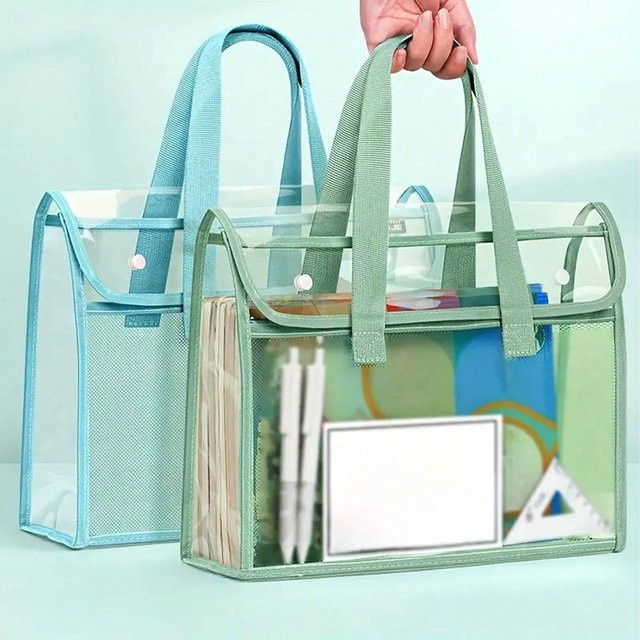 Transparente wasserdichte A4 Aktentasche aus Kunststoff in Blau für Schule und Büro - Bild 1