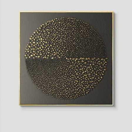 TPFLiving Leinwandbild Nordic Art Abstrakte Quadrate in Gold und Schwarz, B/H: 60 x 60 cm
