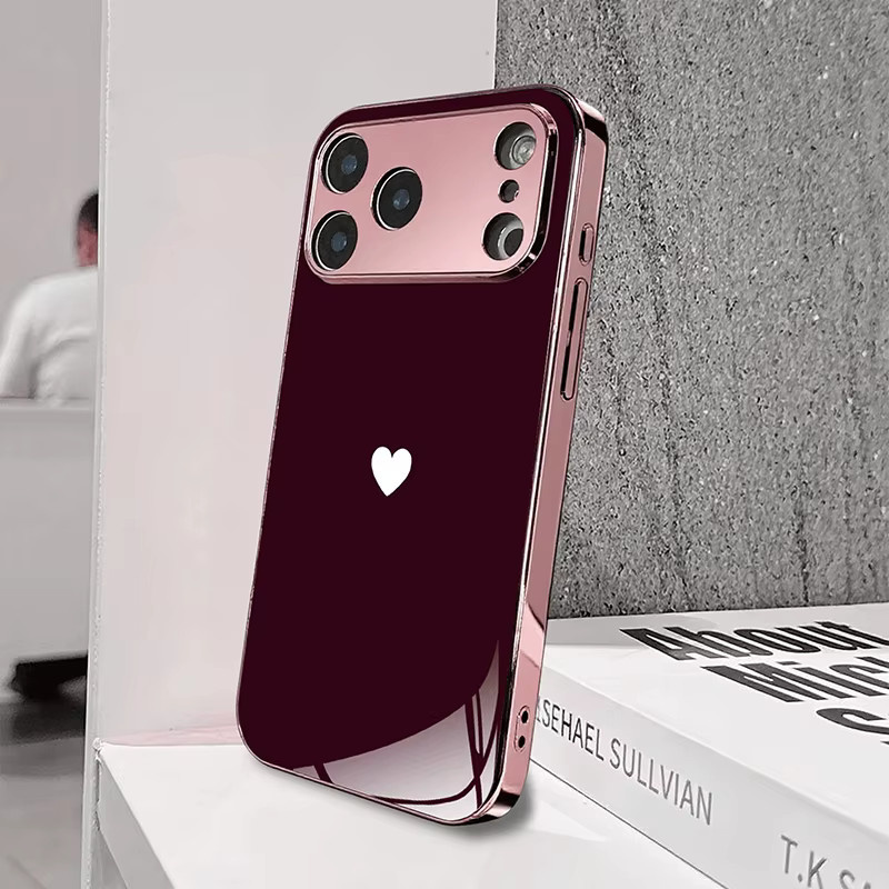 Handyhülle aus gehärtetem Glas mit rotem Liebesmuster für iPhone 11 bis iPhone 18 Pro Max Plus und 17 Air 17E - Bild 2