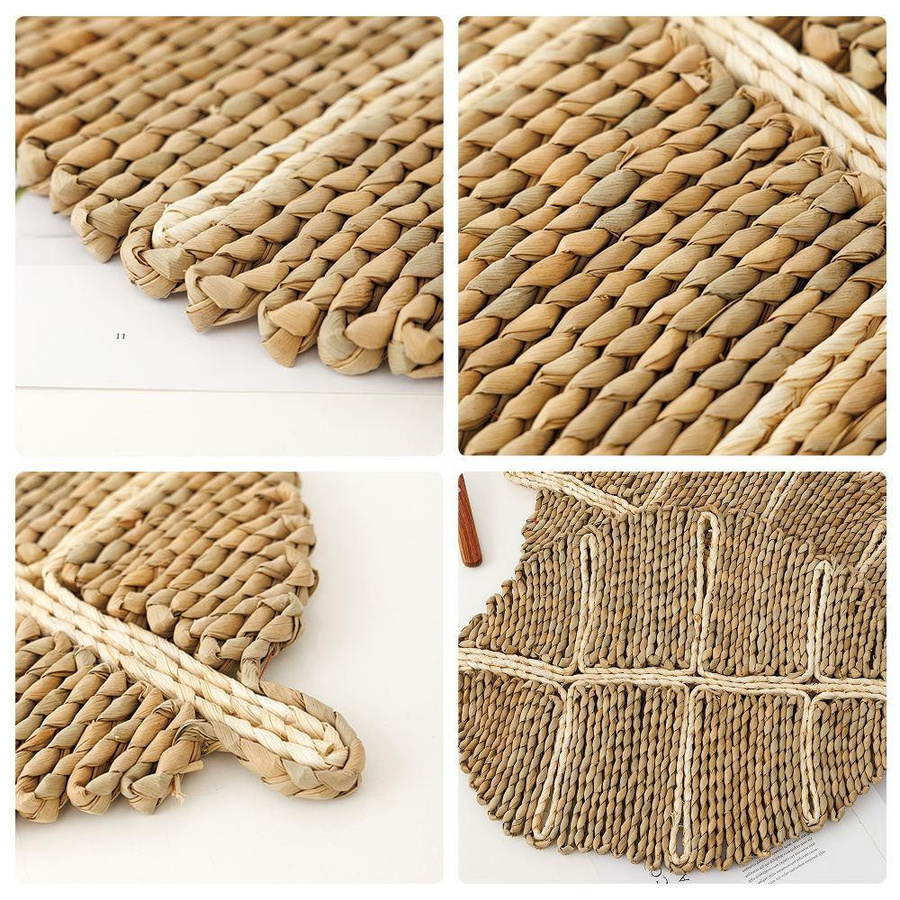 Handgewebte Platzsets aus Rohrkolbengras in Blattoptik von Yiran Furniture, hitzebeständig und rutschfest, floraler Prärie-Chic - Bild 2