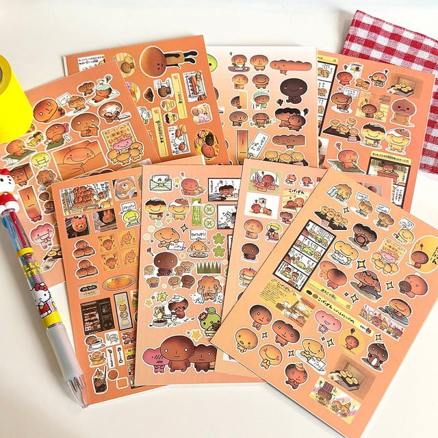 8 Blatt bunte Aufkleber mit Brot-Motiven für dein Tagebuch und Scrapbook von LanLanStickersWorld Store - Bild 1