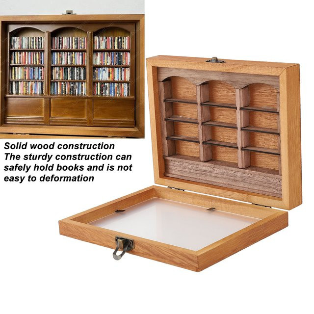 TOPINCN Miniatur Bücherregal Ornament aus Holz in Braun mit klassischem Design für die Tischdekoration - Bild 1